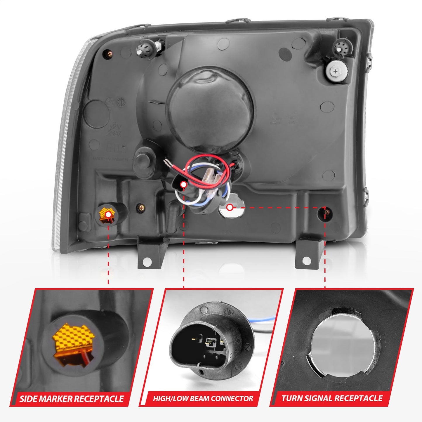 Anzo USA | Crystal Headlight Set Clear Lens Black Housing w/LED Pair | Fits F-250 Super Duty | 111106