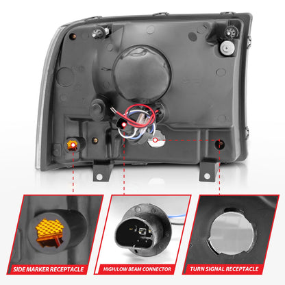 Anzo USA | Crystal Headlight Set Clear Lens Black Housing w/LED Pair | Fits F-250 Super Duty | 111106