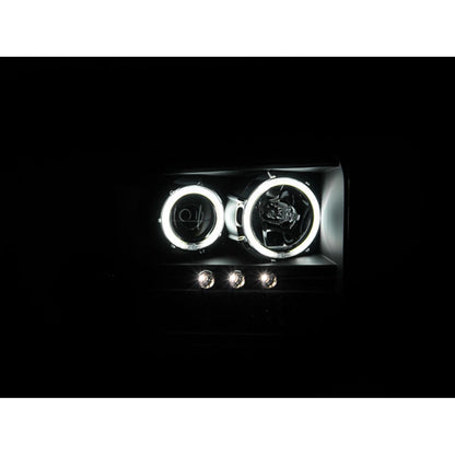 Anzo USA | Projector Headlight Set w/Halo Clear Lens Black Housing w/LED Strip SMD LED. Pair | Fits F-250 Super Duty | 111117