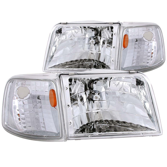 Anzo USA | Crystal Headlight Set Clear Lens Chrome Housing w/Corner Lights 2 pc. Pair | Fits Ranger | 111119