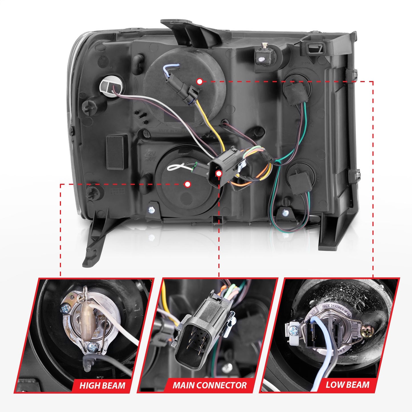 Anzo USA | Projector Headlight Set w/Halo Clear Lens Black Housing RX Halo w/LED Parking/Projector/Halo Pair | Fits Sierra 1500 | 111125