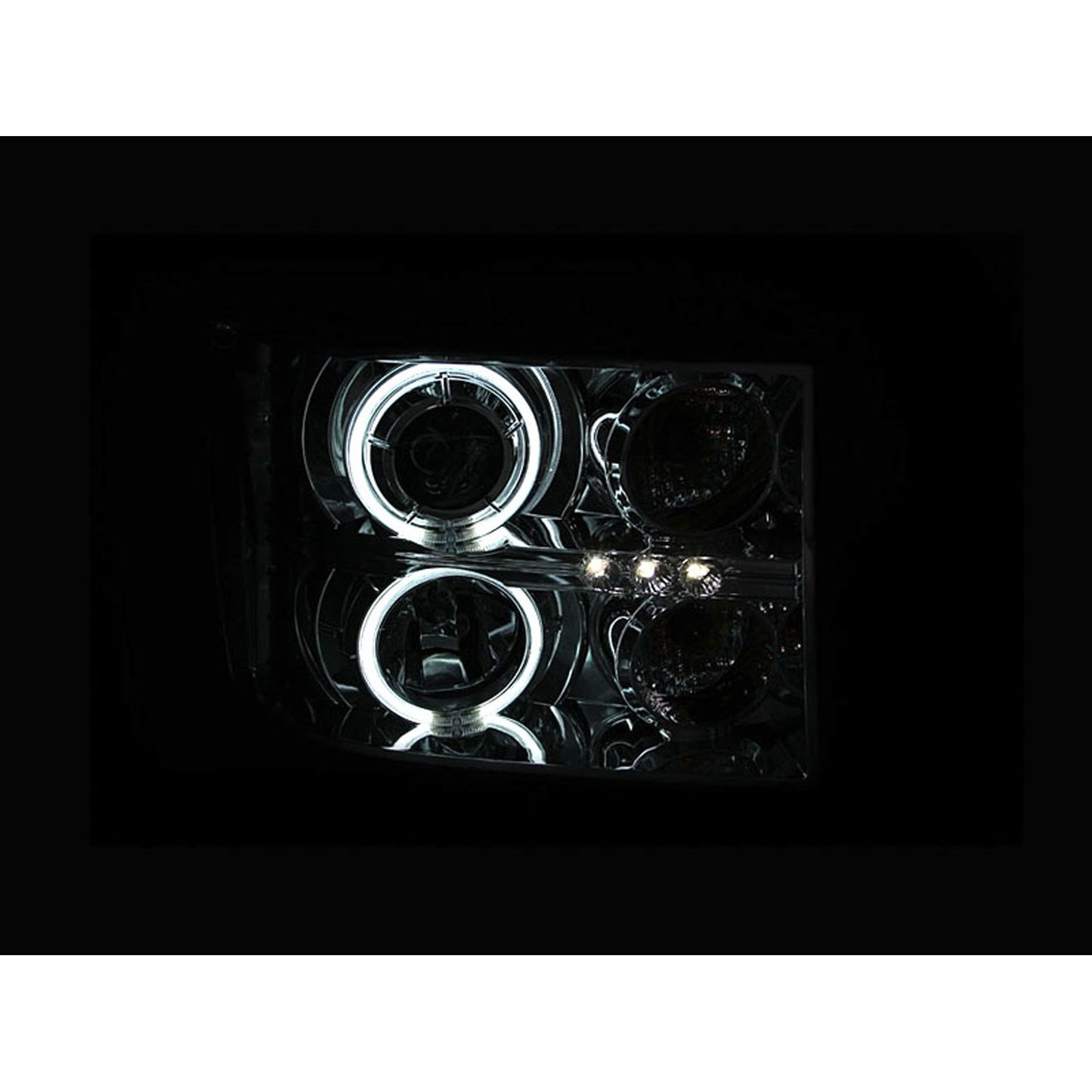 Anzo USA | Projector Headlight Set w/Halo Clear Lens Chrome Housing Pair CCFL | Fits Sierra 1500 | 111126