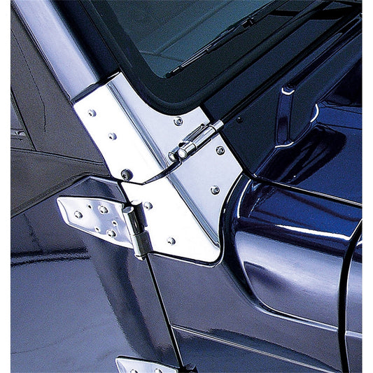 RUGGED RIDGE | 11112.02 | Windshield Hinges, 97-06 Jeep Wrangler, Stainless