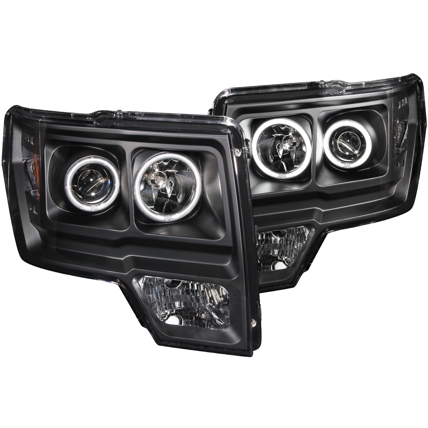 Anzo USA | Projector Headlight Set w/Halo Clear Lens Black Housing RX Halo w/LED Parking/Projector/Halo Pair | Fits F-150 | 111161