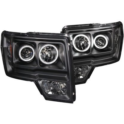 Anzo USA | Projector Headlight Set w/Halo Clear Lens Black Housing RX Halo w/LED Parking/Projector/Halo Pair | Fits F-150 | 111161