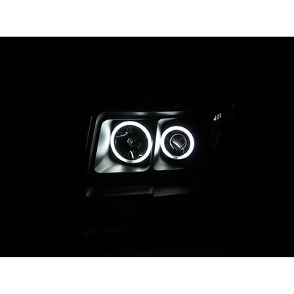 Anzo USA | Projector Headlight Set w/Halo Clear Lens Black Housing RX Halo w/LED Parking/Projector/Halo Pair | Fits F-150 | 111161