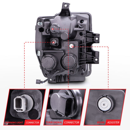 Anzo USA | Projector Headlight Set w/Halo  Clear Lens  Black Housing  RX Halo  w/LED Parking/Projector/Halo  Pair  |  Fits F-250 Super Duty | 111168