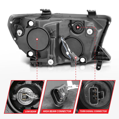 Anzo USA | Projector Headlight Set w/Halo Clear Lens Black Housing RX Halo w/LED Bar/Turn Signal/Parking/Projector/Halo Pair | Fits Tundra | 111174