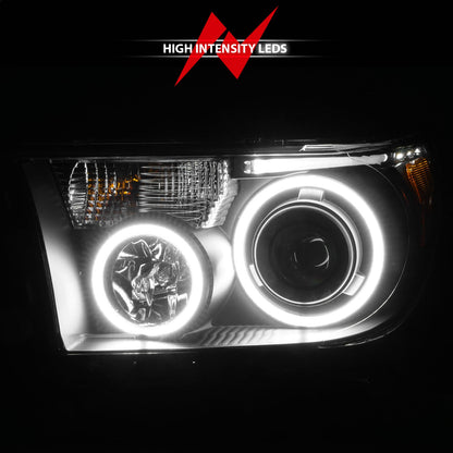 Anzo USA | Projector Headlight Set w/Halo Clear Lens Black Housing RX Halo w/LED Bar/Turn Signal/Parking/Projector/Halo Pair | Fits Tundra | 111174