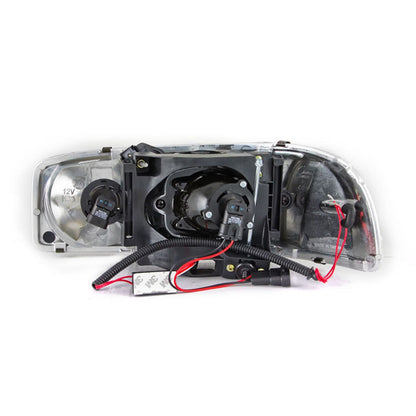 Anzo USA | Projector Headlight Set w/Halo Clear Lens Black Housing w/LED Projector/Halo Pair | Fits Sierra 1500 | 111192