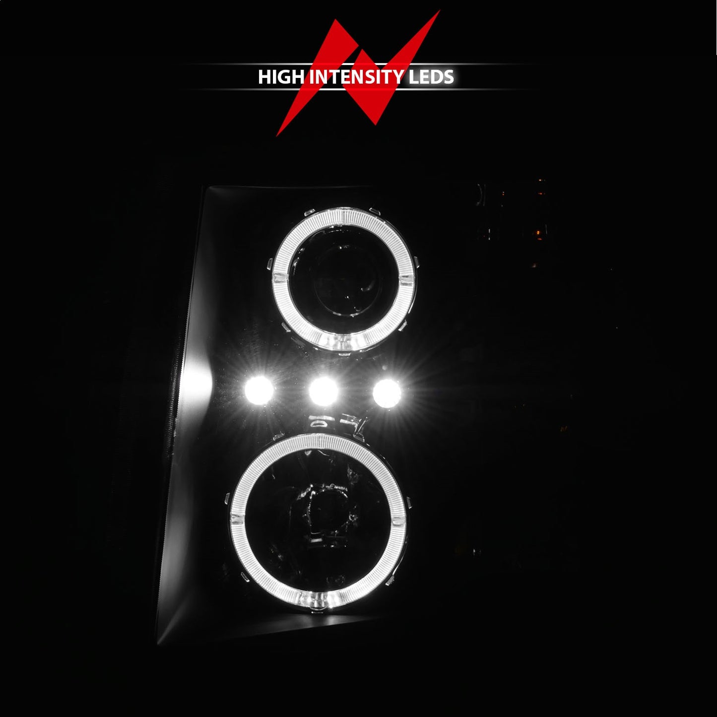 Anzo USA | Projector Headlight Set w/Halo Clear Lens Black Housing w/LED Parking/Projector/Halo Pair | Fits Silverado 1500 | 111200