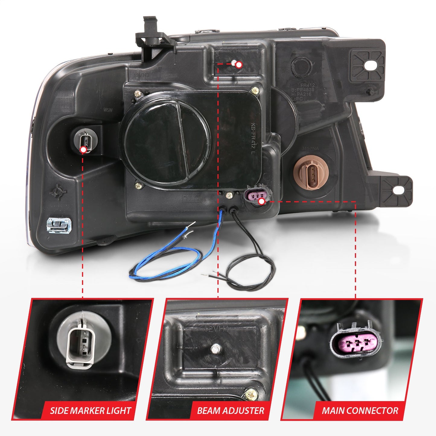 Anzo USA | Projector Headlight Set w/Halo Clear Lens Black Housing w/2 Halos w/LED Parking/Projector/Halos G2 Pair | Fits F-150 | 111204