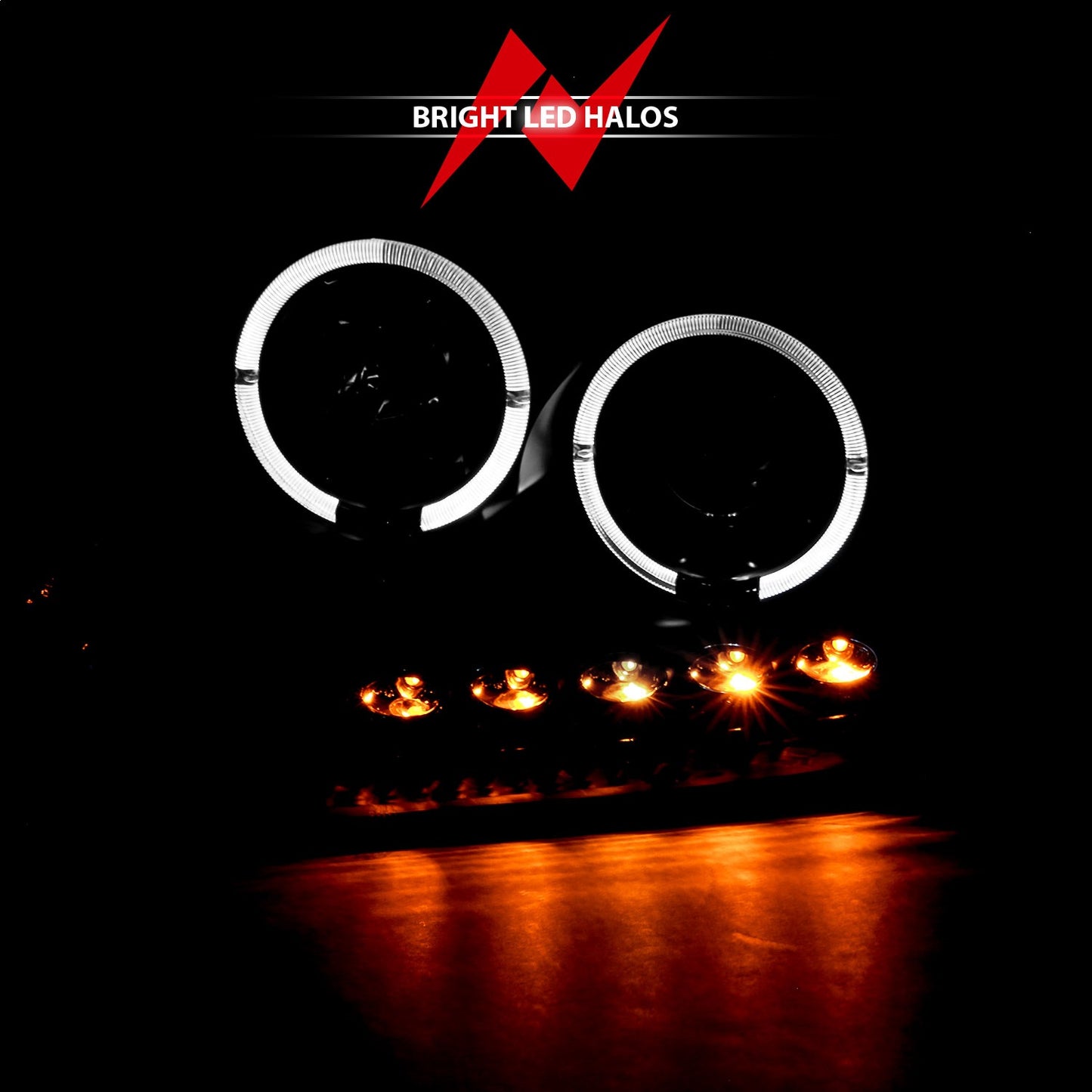 Anzo USA | Projector Headlight Set w/Halo Clear Lens Black Housing w/2 Halos w/LED Parking/Projector/Halos G2 Pair | Fits F-150 | 111204