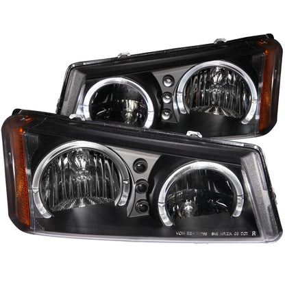 Anzo USA | Crystal Headlight Set w/Halo Clear Lens Black Housing w/LED Parking/Halo Pair | Fits Silverado 1500 | 111212