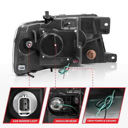 Anzo USA | Projector Headlight Set Clear Lens Chrome Housing w/U-Bar Pair | Fits F-150 | 111287