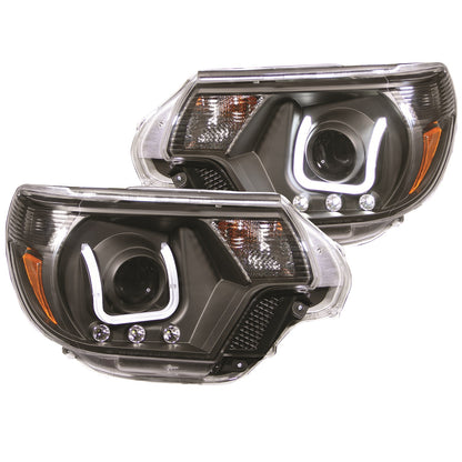 Anzo USA | Projector Headlight Set Clear Lens Black Housing w/U-Bar Pair | Fits Tacoma | 111290