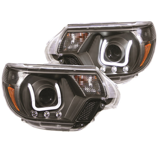 Anzo USA | Projector Headlight Set Clear Lens Black Housing w/U-Bar Pair | Fits Tacoma | 111290