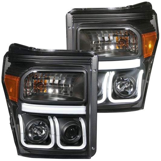 Anzo USA | Projector Headlight Set Clear Lens Black Housing w/U-Bar Pair | Fits F-250 Super Duty | 111292
