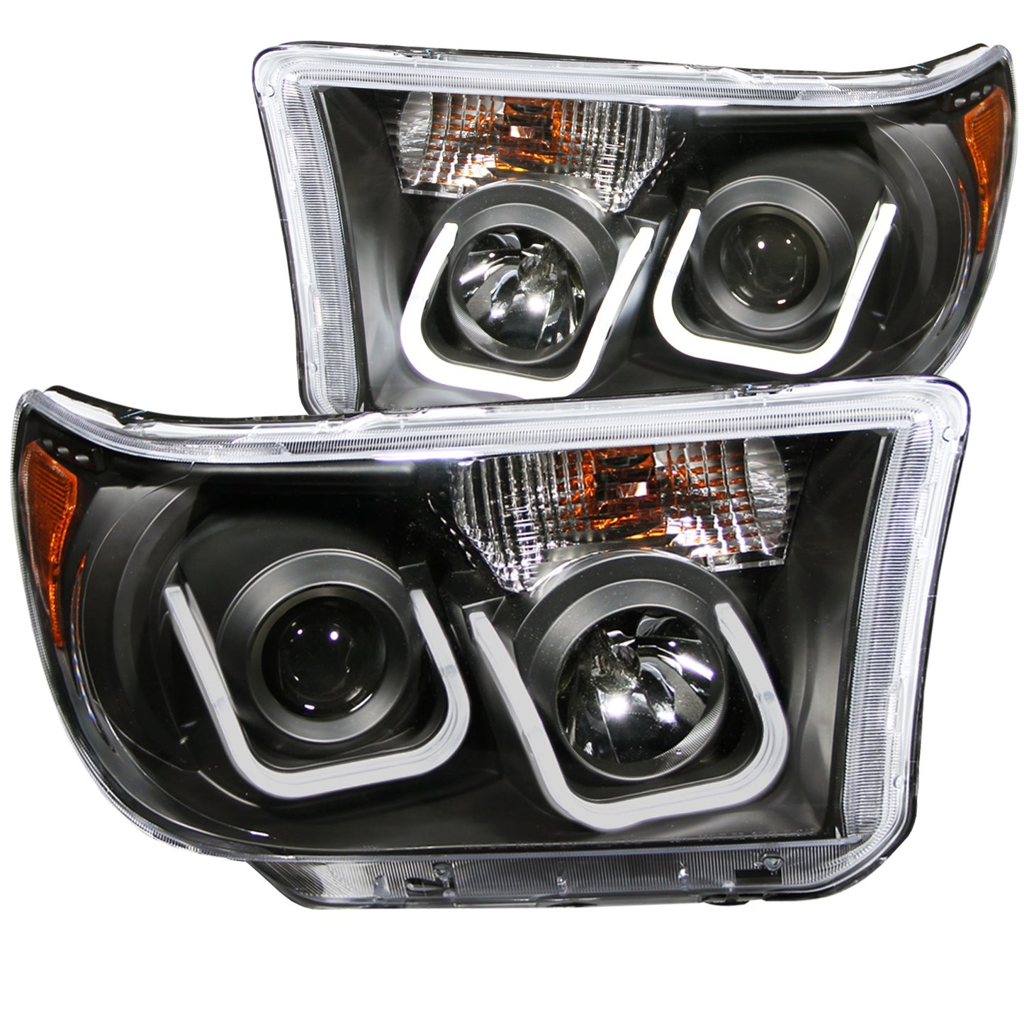 Anzo USA | Projector Headlight Set Clear Lens Black Housing w/U-Bar Pair | Fits Tundra | 111294