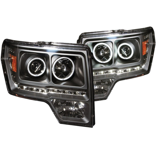 Anzo USA | Projector Headlight Set w/Halo Clear Lens Black Housing Pair G2 CCFL | Fits F-150 | 111298