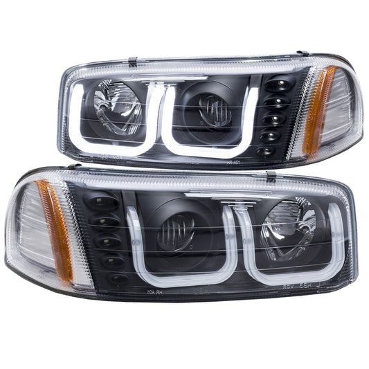 Anzo USA | Projector Headlight Set Clear Lens Black Housing w/U-Bar Pair | Fits Sierra 1500 | 111303