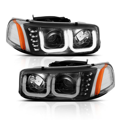 Anzo USA | Projector Headlight Set Clear Lens Black Housing w/U-Bar Pair | Fits Sierra 1500 | 111303