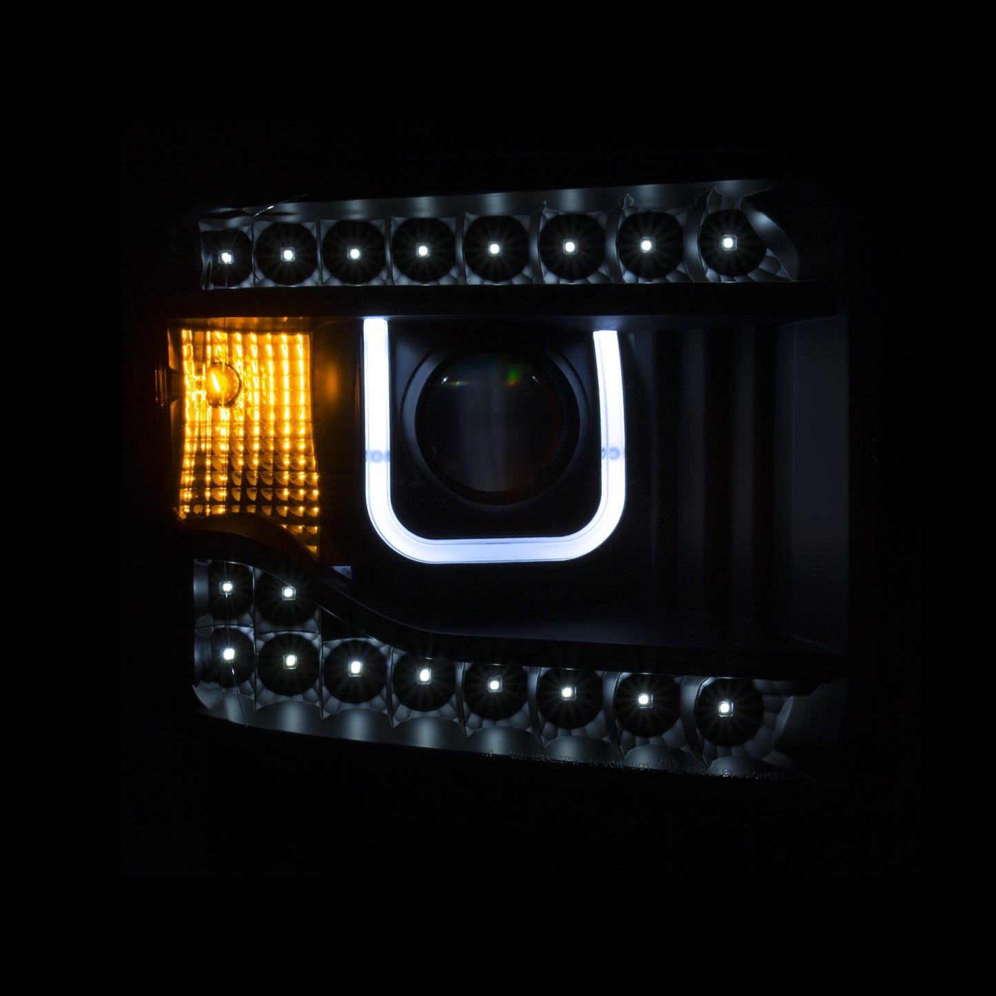 Anzo USA | Projector Headlight Set Clear Lens Black Housing w/U-Bar Pair | Fits Sierra 1500 | 111316