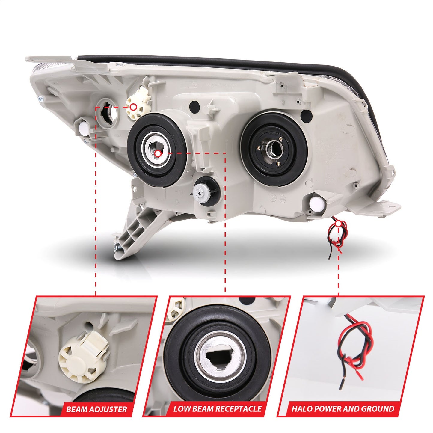 Anzo USA | Projector Headlight Set Clear Lens Black Housing w/U-Bar Pair | Fits 4Runner | 111320