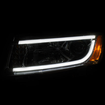 Anzo USA | Projector Headlight Set Clear Lens Chrome Housing Pair w/Plank Style Design | Fits Grand Cherokee | 111328