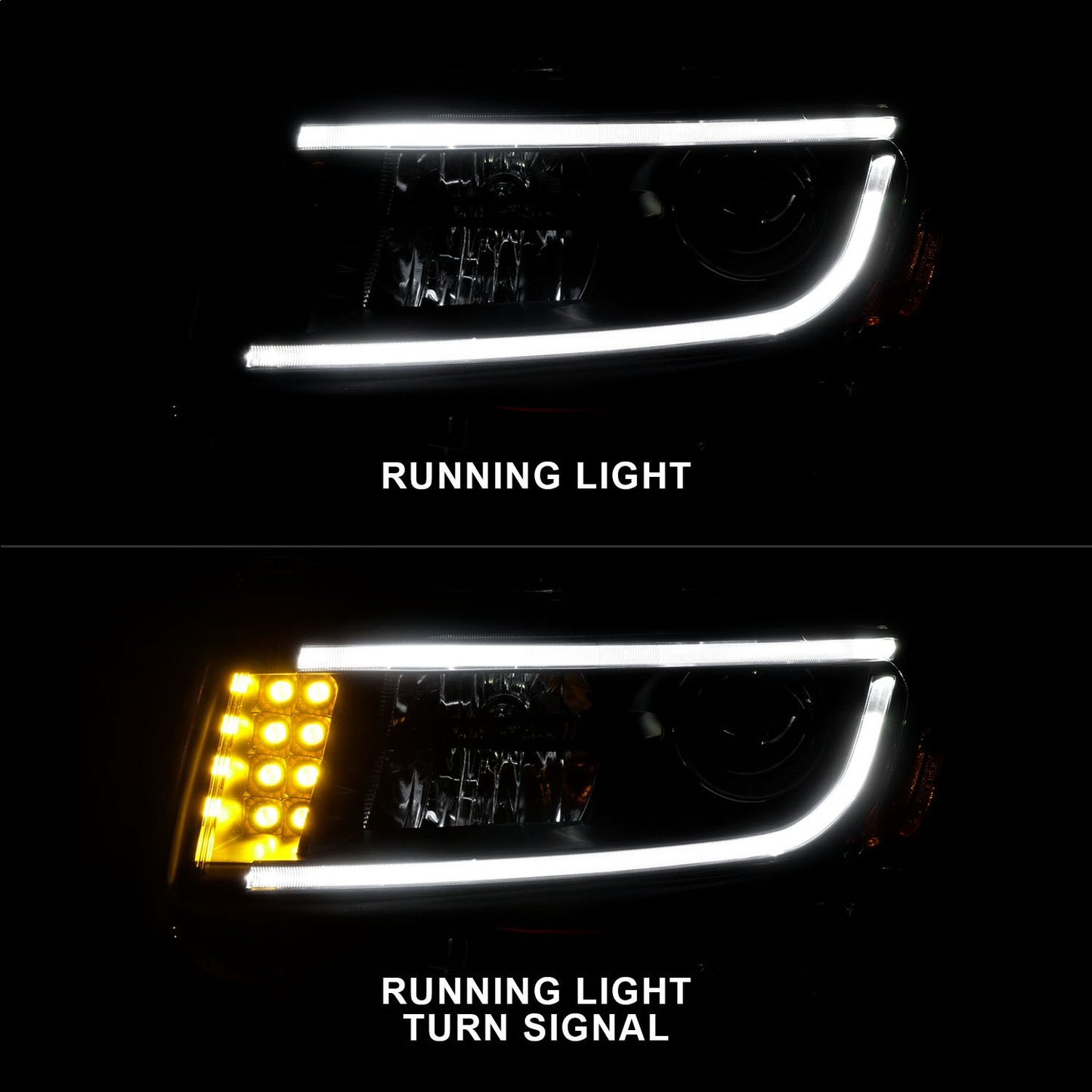 Anzo USA | Projector Headlight Set Clear Lens Black Housing Pair w/Plank Style Design | Fits Grand Cherokee | 111329