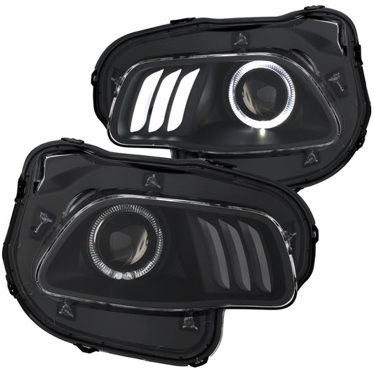 Anzo USA | Projector Headlight Set Clear w/White And Red Lens Black Housing Pair | Fits Cherokee | 111353