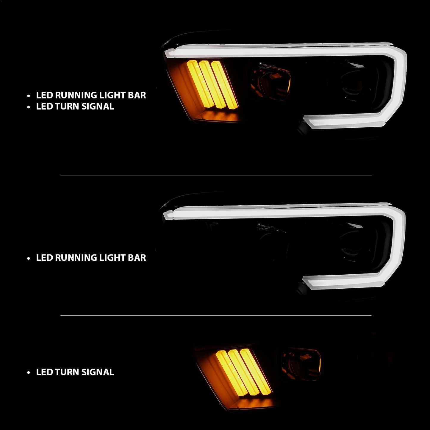 Anzo USA | Projector Headlight Set Clear Lens Black Housing Plank Style Black w/Amber Pair | Fits Tacoma | 111379
