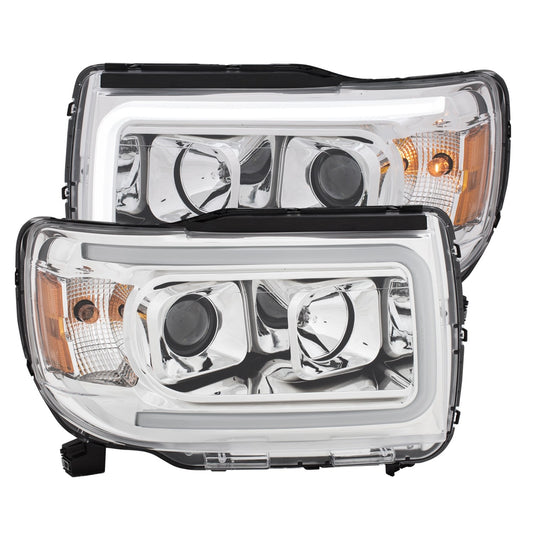 Anzo USA | Projector Headlight Set Plank Style Clear Lens Chrome Housing Amber Pair | Fits Canyon | 111382
