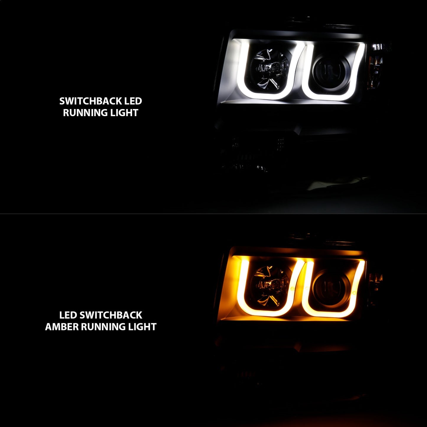 Anzo USA | Projector Headlight Set Black w/Amber w/Switchback | Fits F-150 | 111383