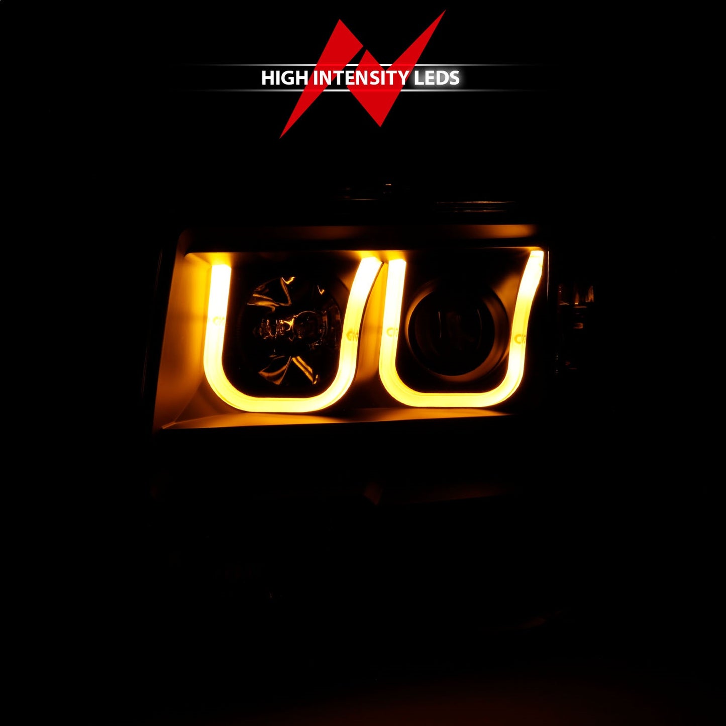 Anzo USA | Projector Headlight Set Black w/Amber w/Switchback | Fits F-150 | 111383