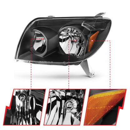 Anzo USA | Crystal Headlight Set Clear Lens Black Housing White/Amber | Fits 4Runner | 111394