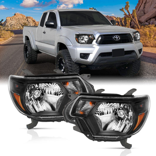 Anzo USA | Crystal Headlight Set Clear Lens Black Housing White/Amber | Fits Tacoma | 111395