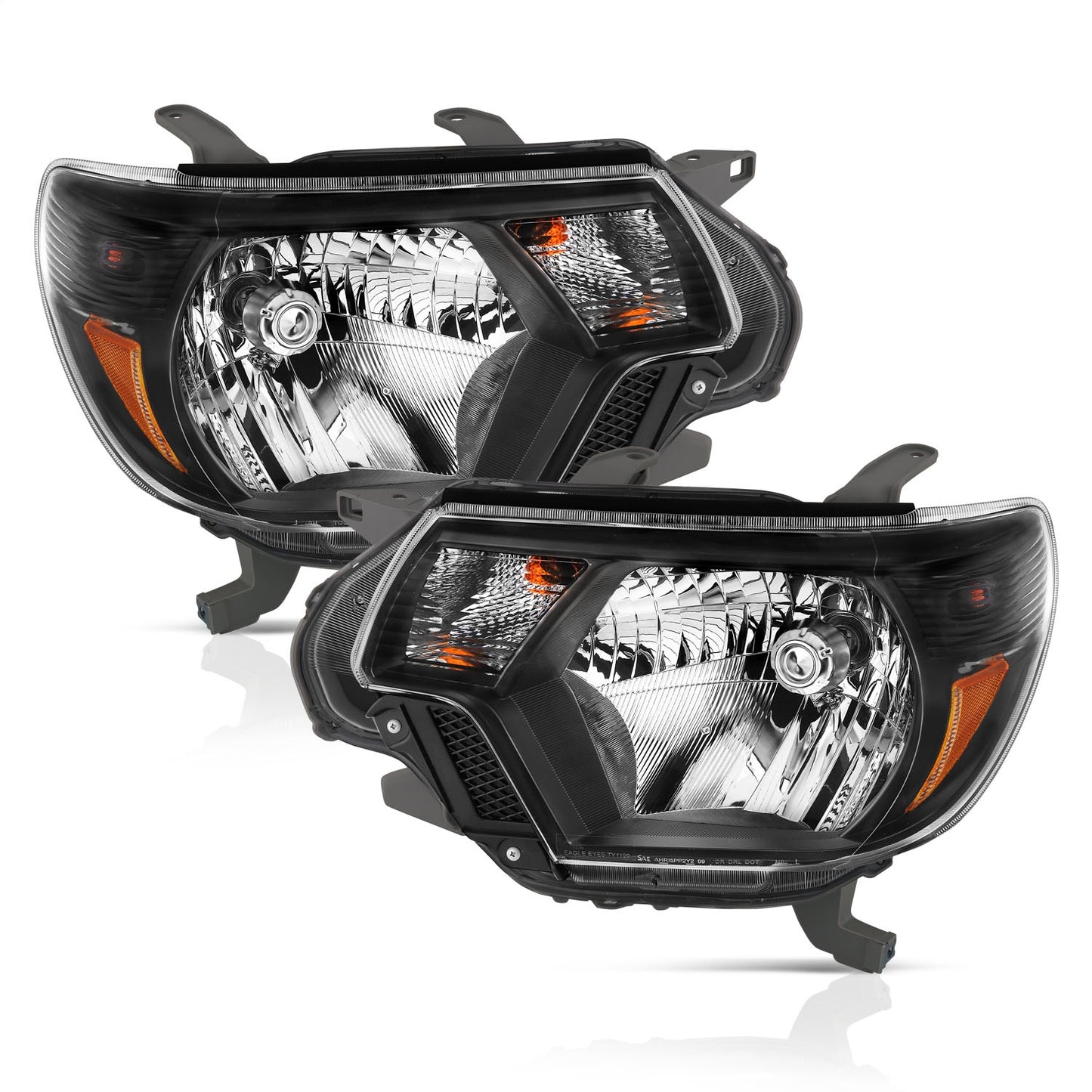 Anzo USA | Crystal Headlight Set Clear Lens Black Housing White/Amber | Fits Tacoma | 111395