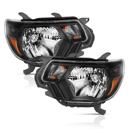 Anzo USA | Crystal Headlight Set Clear Lens Black Housing White/Amber | Fits Tacoma | 111395