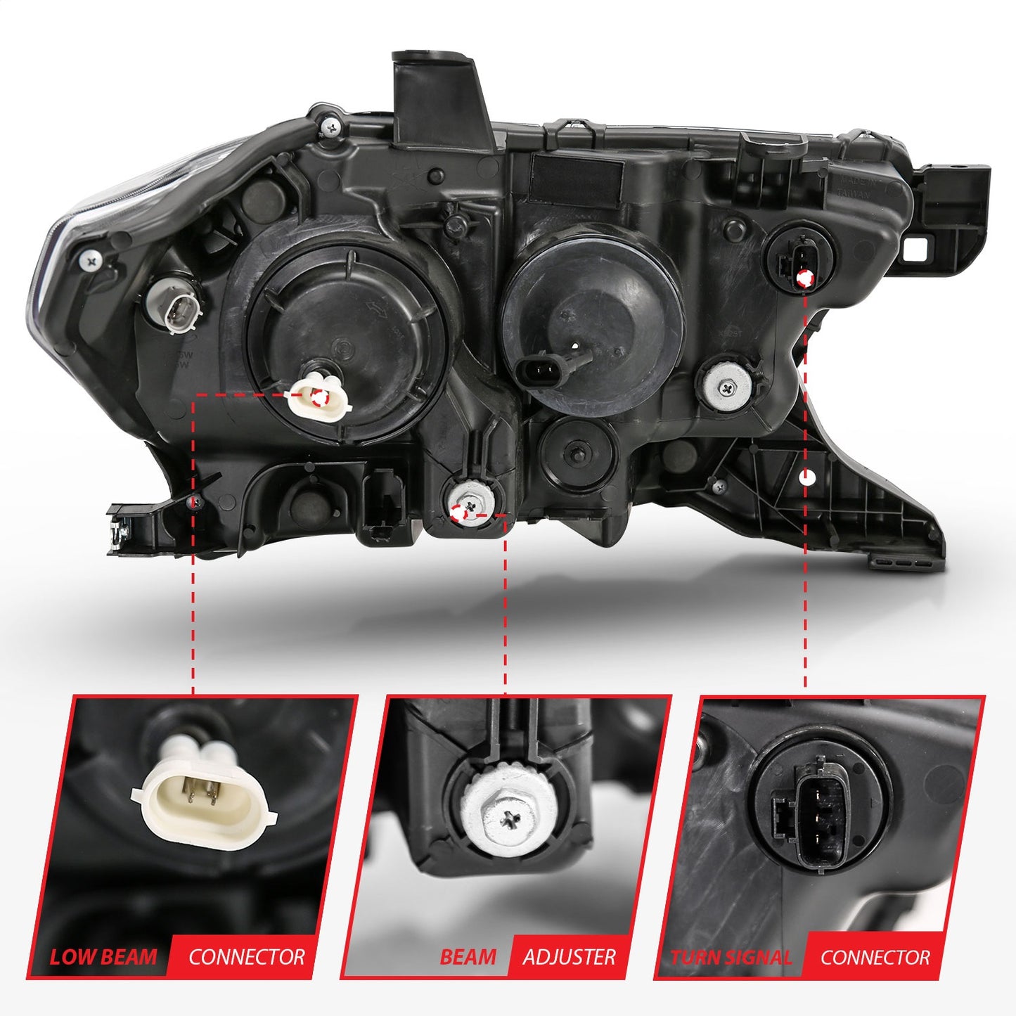 Anzo USA | Projector Headlight Set w/Plank Style Switchback Black w/Amber | Fits Tacoma | 111396