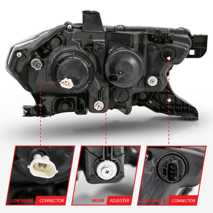 Anzo USA | Projector Headlight Set w/Plank Style Switchback Black w/Amber | Fits Tacoma | 111396