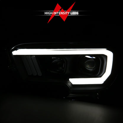 Anzo USA | Projector Headlight Set w/Plank Style Switchback Black w/Amber | Fits Tacoma | 111396