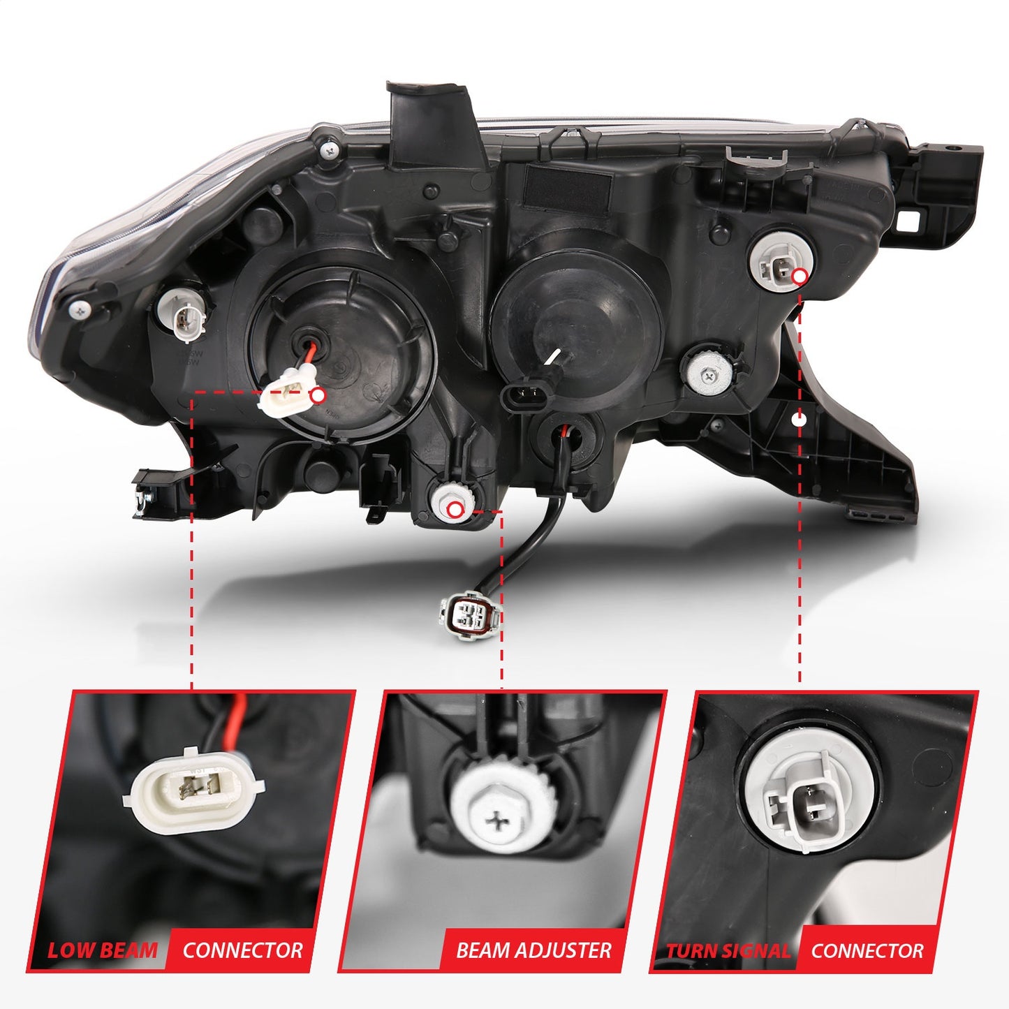 Anzo USA | Projector Headlight Set w/Plank Style Switchback Black w/Amber | Fits Tacoma | 111397