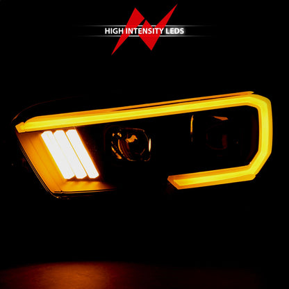Anzo USA | Projector Headlight Set w/Plank Style Switchback Black w/Amber | Fits Tacoma | 111397