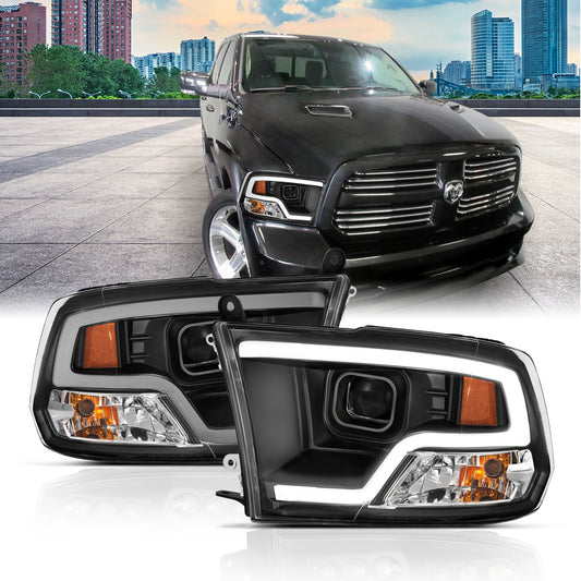 Anzo USA | Projector Headlight Set w/Plank Style Design Black | Fits Ram 1500 | 111404