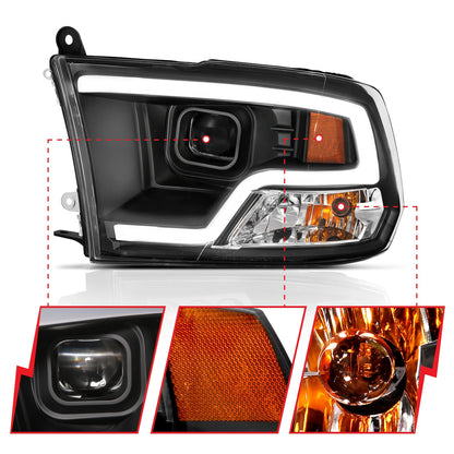 Anzo USA | Projector Headlight Set w/Plank Style Design Black | Fits Ram 1500 | 111404