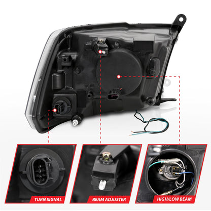 Anzo USA | Projector Headlight Set w/Plank Style Design Black | Fits Ram 1500 | 111404