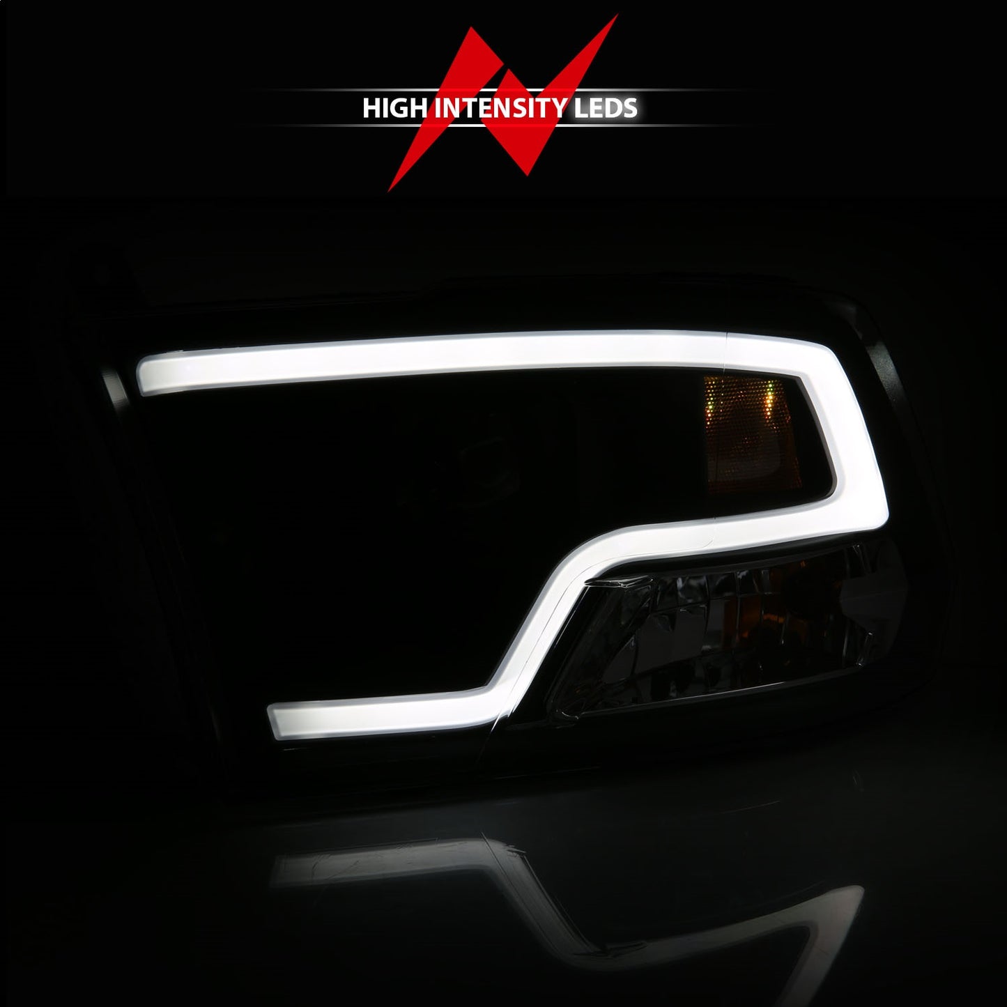 Anzo USA | Projector Headlight Set w/Plank Style Design Black | Fits Ram 1500 | 111404