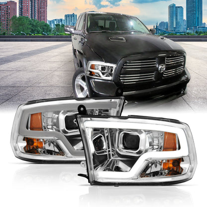 Anzo USA | Projector Headlight Set w/Plank Style Design Chrome | Fits Ram 1500 | 111405
