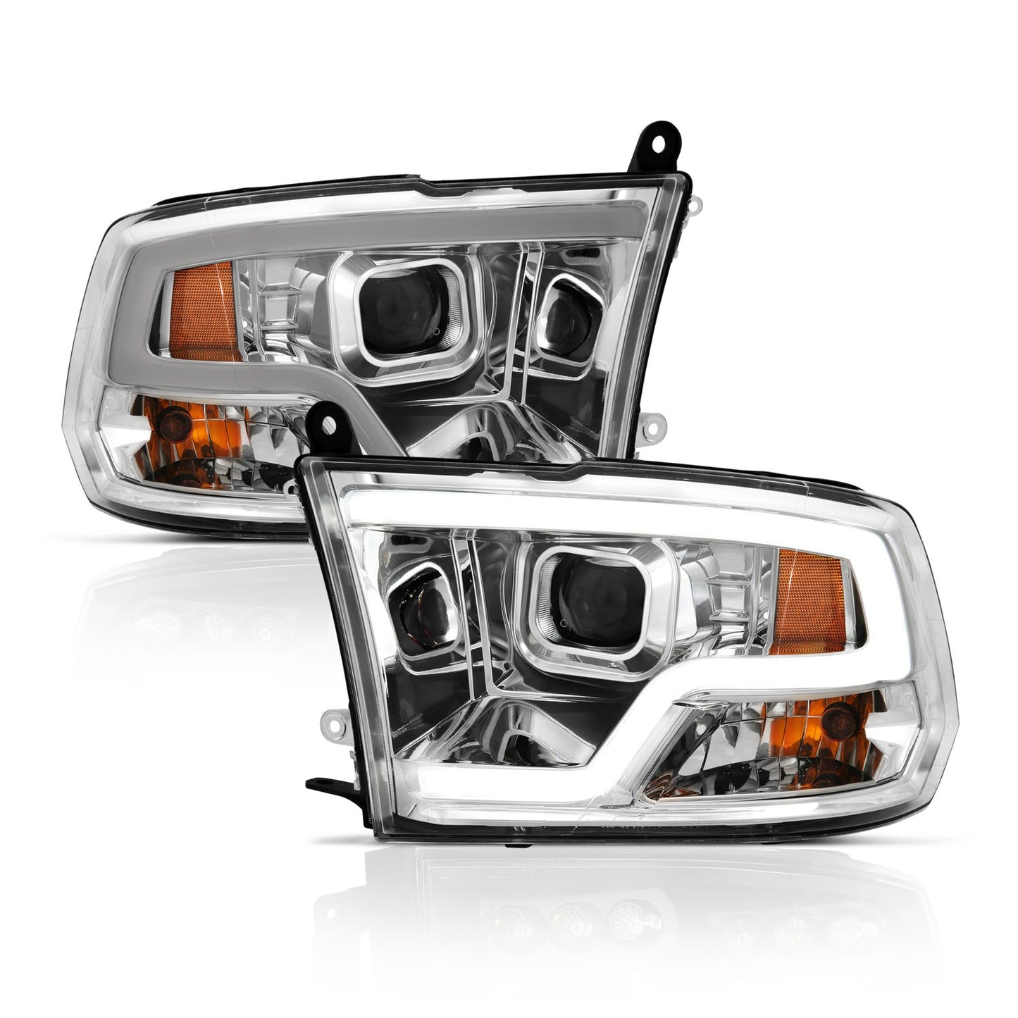 Anzo USA | Projector Headlight Set w/Plank Style Design Chrome | Fits Ram 1500 | 111405